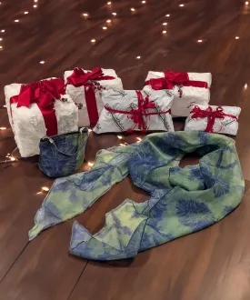 Organza Gift Set - Handkerchief Scarf and Ibiza Bag in Agave Coastal Garden