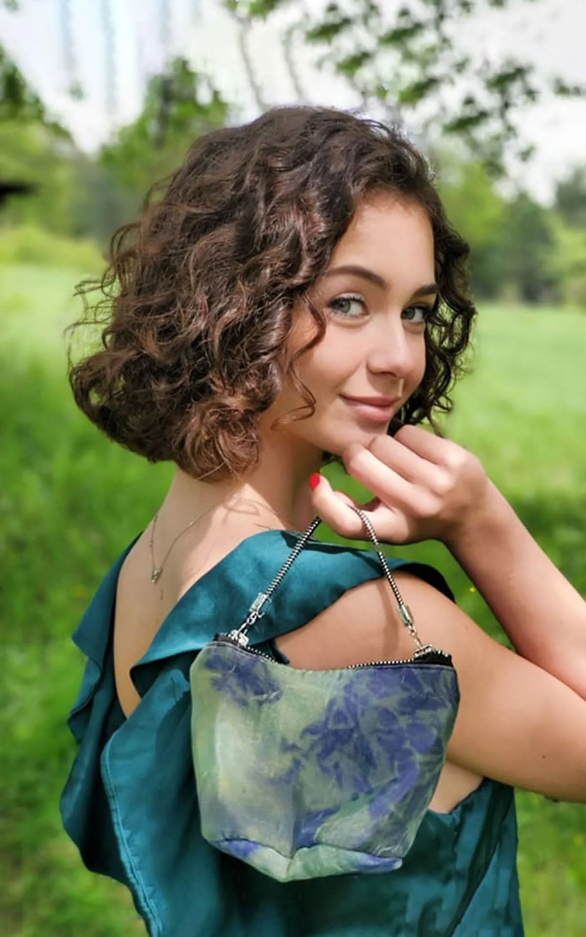 Organza Gift Set - Handkerchief Scarf and Ibiza Bag in Agave Coastal Garden