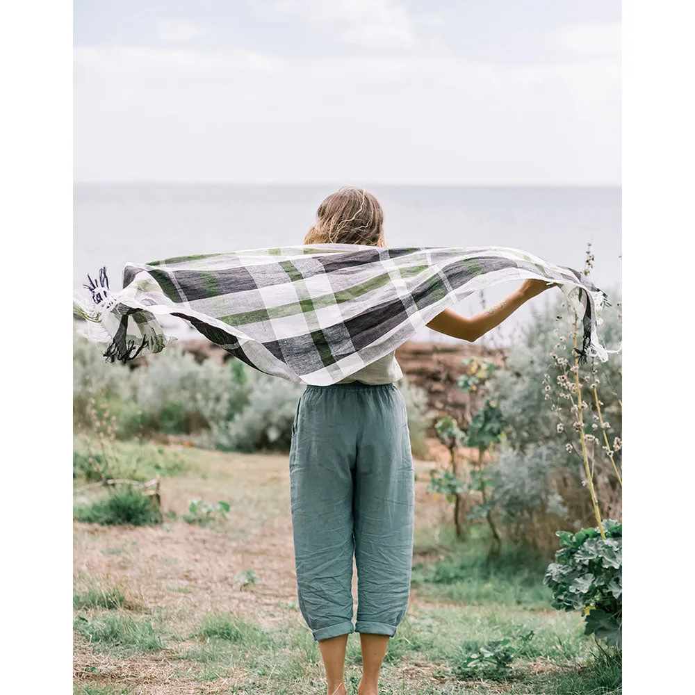 Plaid Linen Scarf