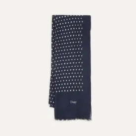 Polka Dot Wool Scarf; Navy