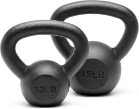 Powder Coated Solid Cast Iron Kettlebell Weights Set 5, 10 15, 20, 25, 30, 35, 40, 45 lbs All Combination