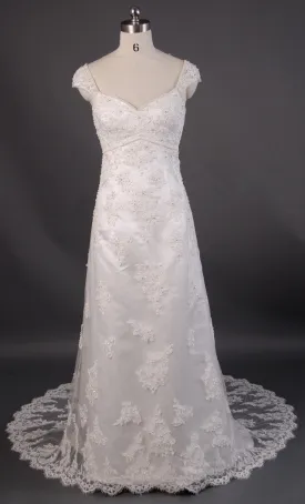 Retro 1920s Regency Style Lace Empire Dress with Cap Sleeves