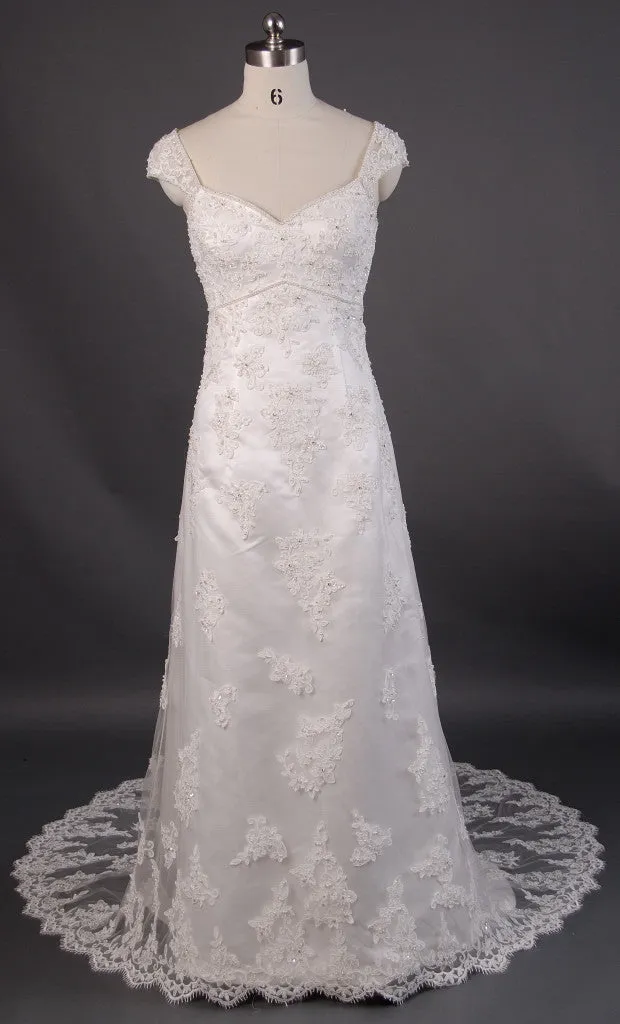 Retro 1920s Regency Style Lace Empire Dress with Cap Sleeves