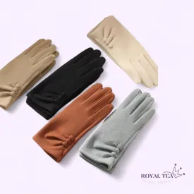 ROYALTEA Thermal Lined Warm Gloves Button Details