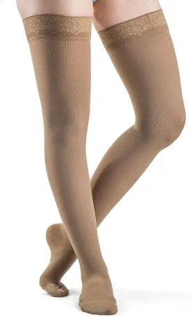 SIGVARIS Women's SOFT OPAQUE 840 Closed Toe Thigh High w/ Grip-Top 15-20mmHg
