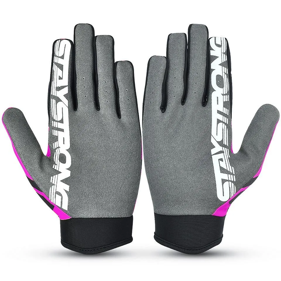 Stay Strong Chev Stripe Youth Gloves - Pink