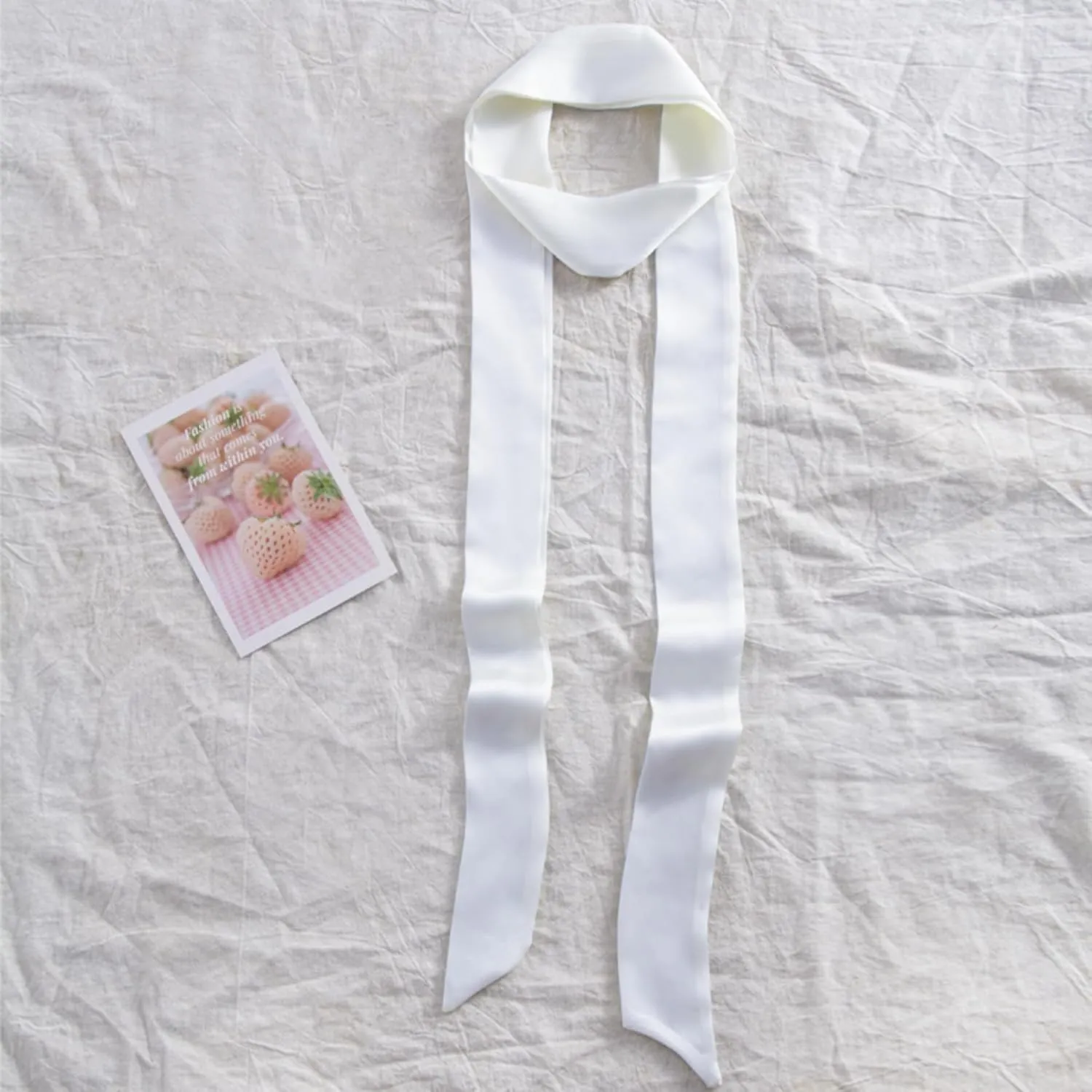 Stylish Solid Color Ribbon Scarf Soft Long Skinny Satin Belt Neck Scarf for Women