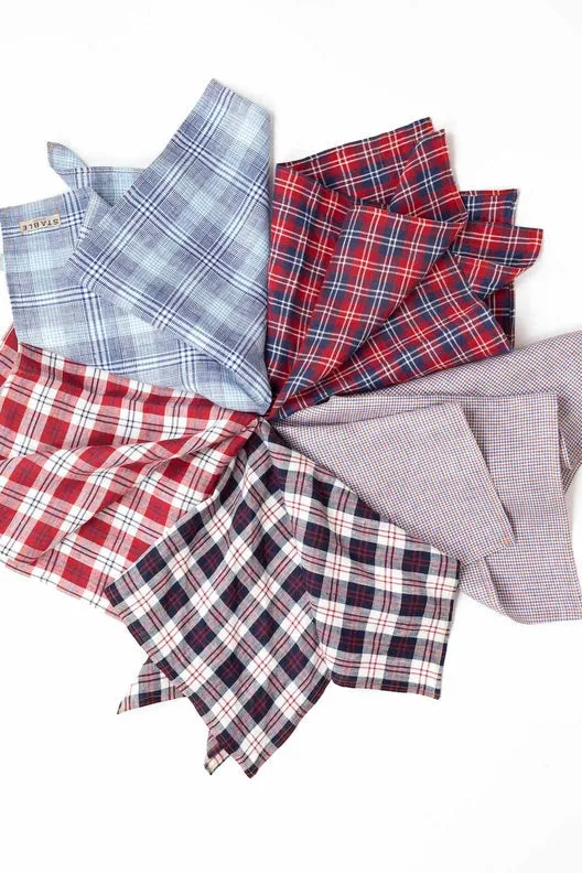 Terracotta & Blue Check Lily Headscarf