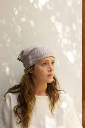 Terracotta & Blue Check Lily Headscarf