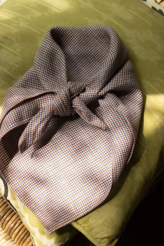 Terracotta & Blue Check Lily Headscarf