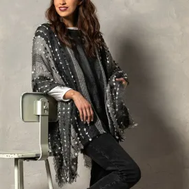 TEXTURED PONCHO-BLACK