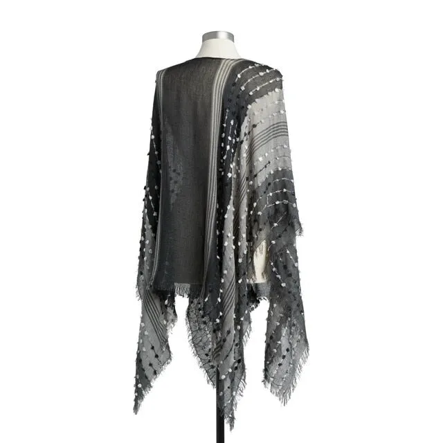 TEXTURED PONCHO-BLACK