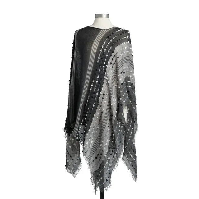 TEXTURED PONCHO-BLACK