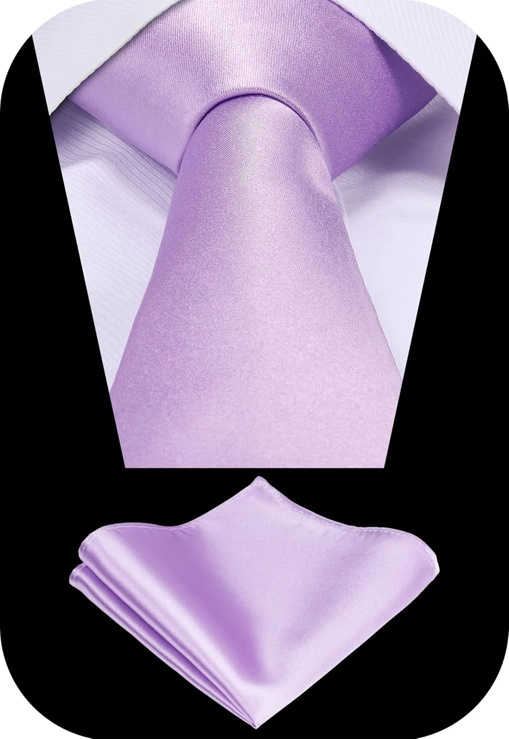 TIE G Solid Satin Woven dyed Color Formal Necktie and Pocket Square Sets in Gift Box
