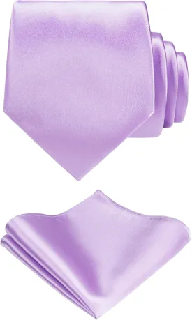 TIE G Solid Satin Woven dyed Color Formal Necktie and Pocket Square Sets in Gift Box