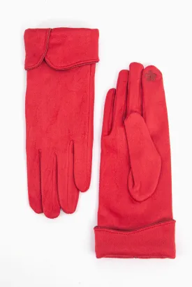 Tori Scalloped Cuff Gloves - Red