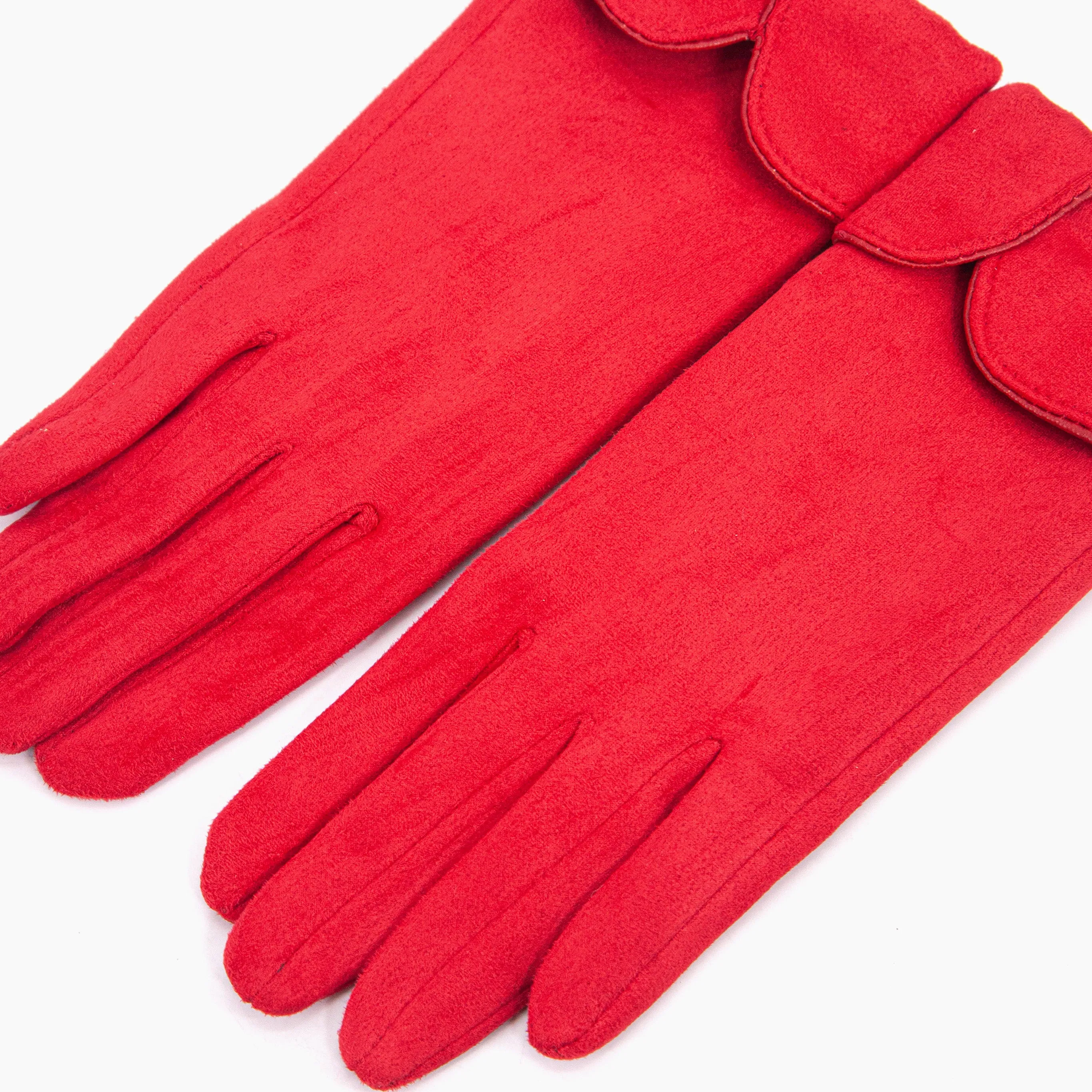Tori Scalloped Cuff Gloves - Red