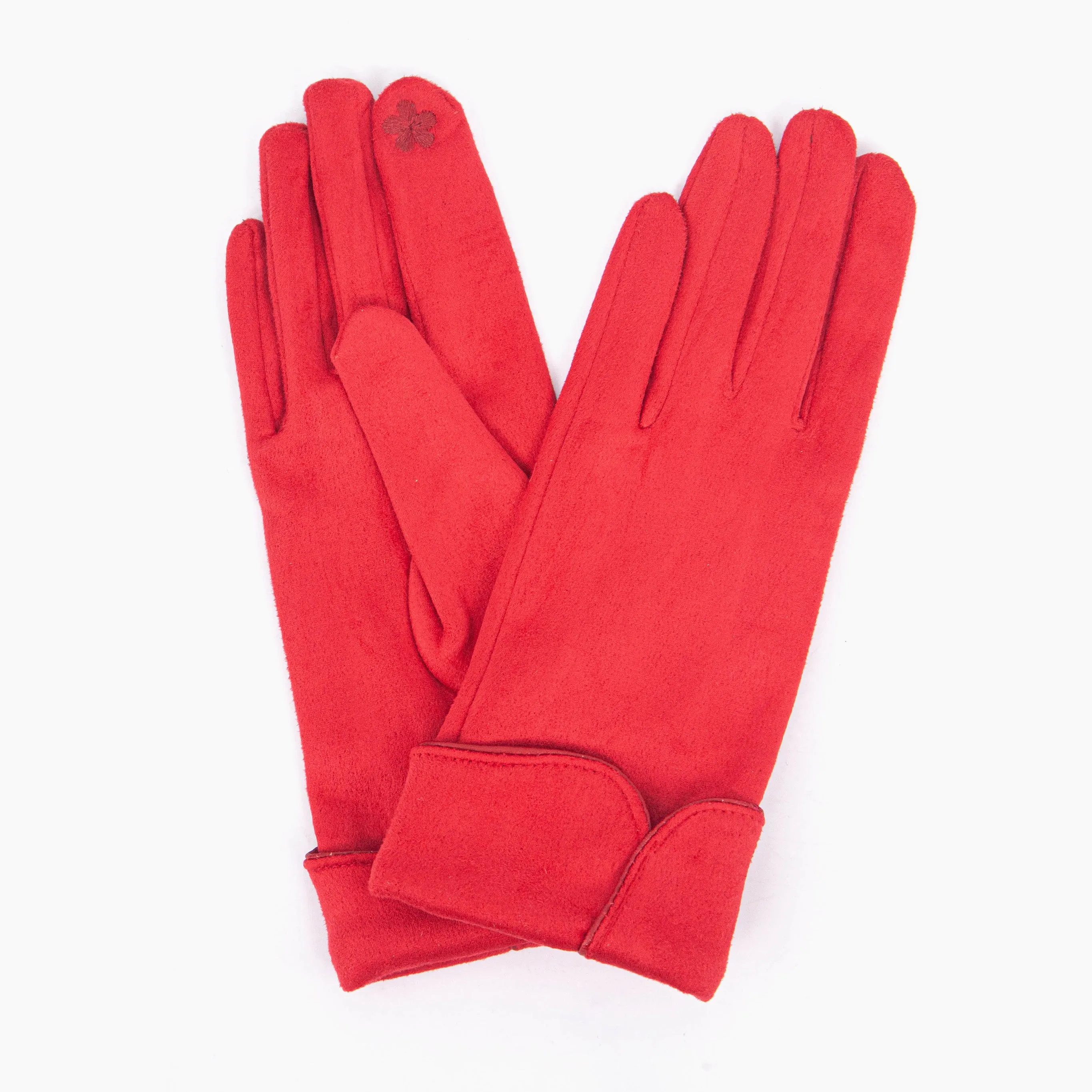 Tori Scalloped Cuff Gloves - Red