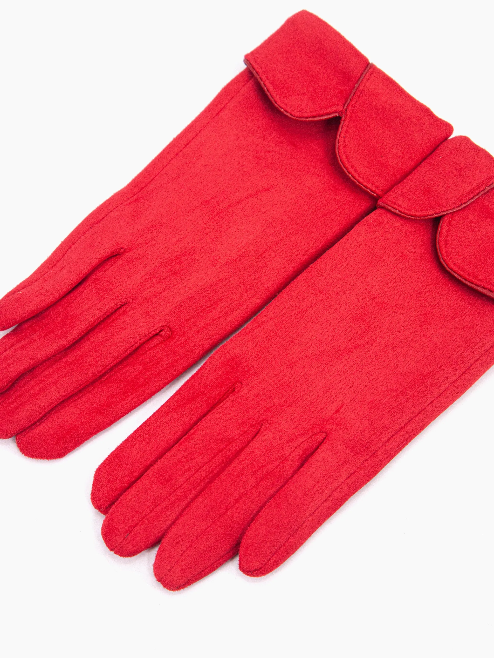 Tori Scalloped Cuff Gloves - Red
