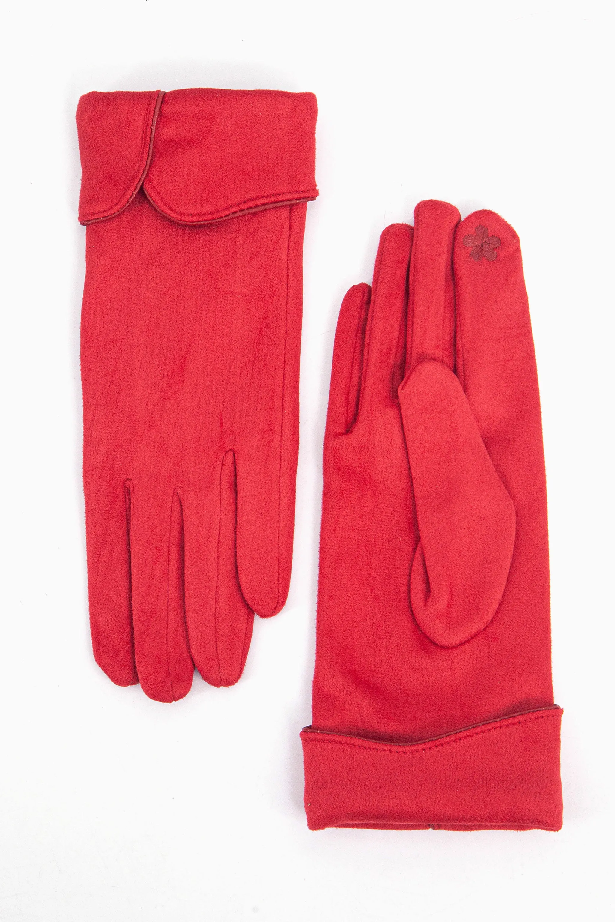 Tori Scalloped Cuff Gloves - Red