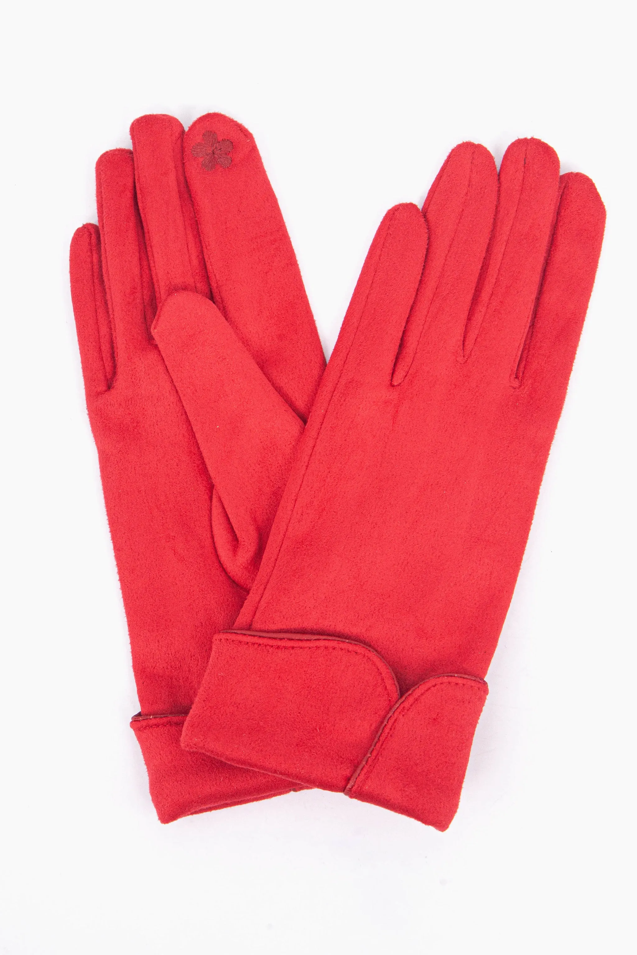 Tori Scalloped Cuff Gloves - Red