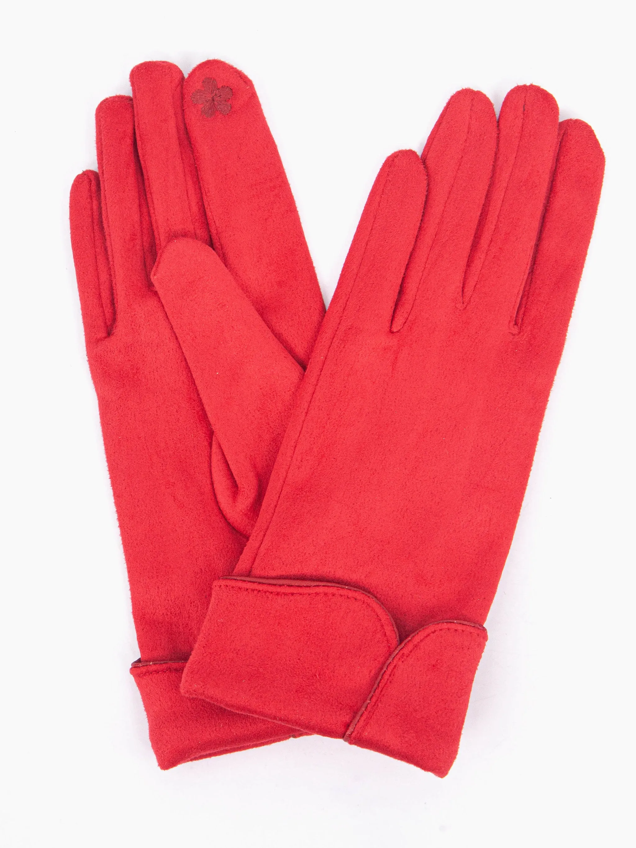 Tori Scalloped Cuff Gloves - Red