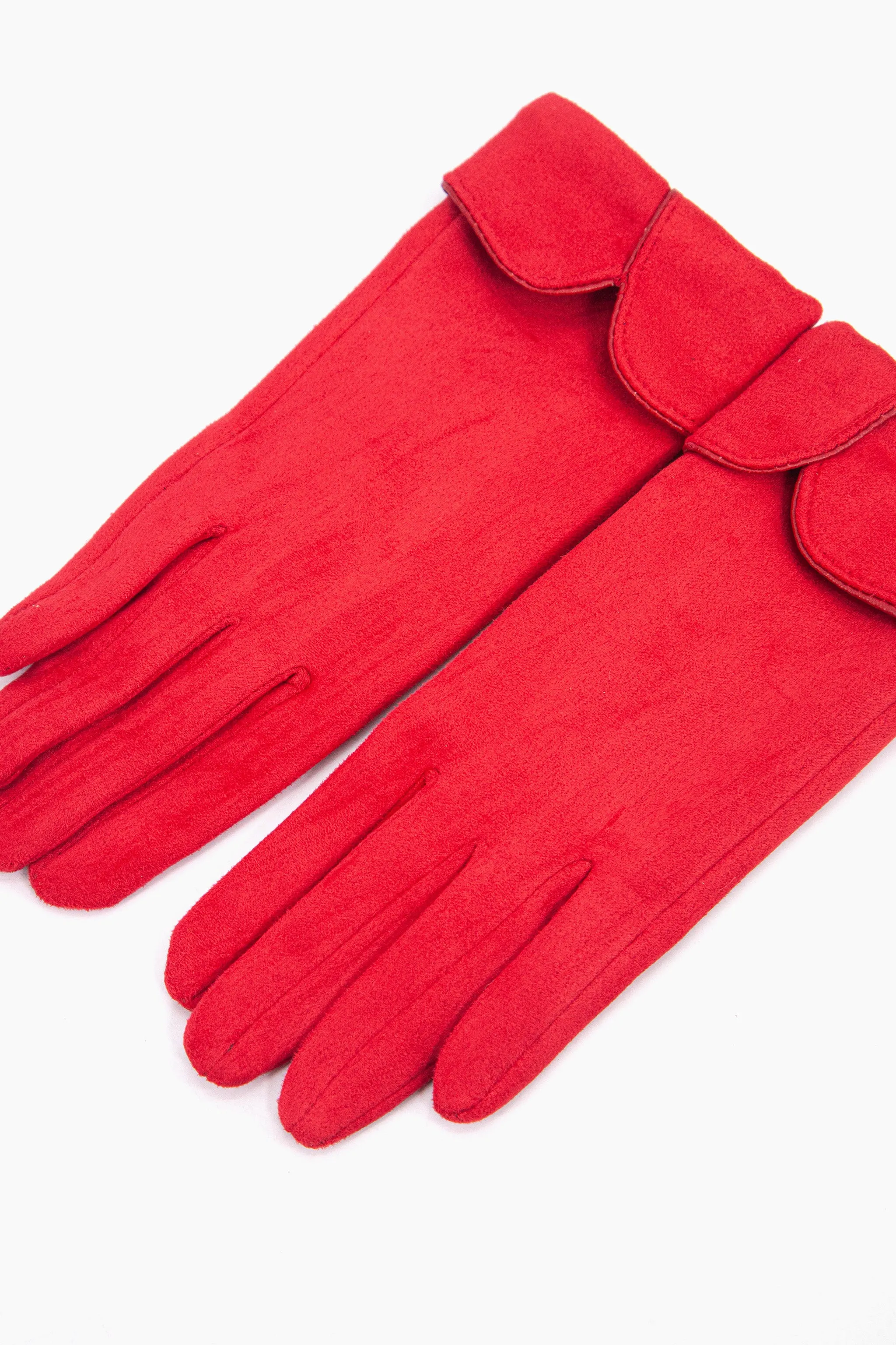 Tori Scalloped Cuff Gloves - Red