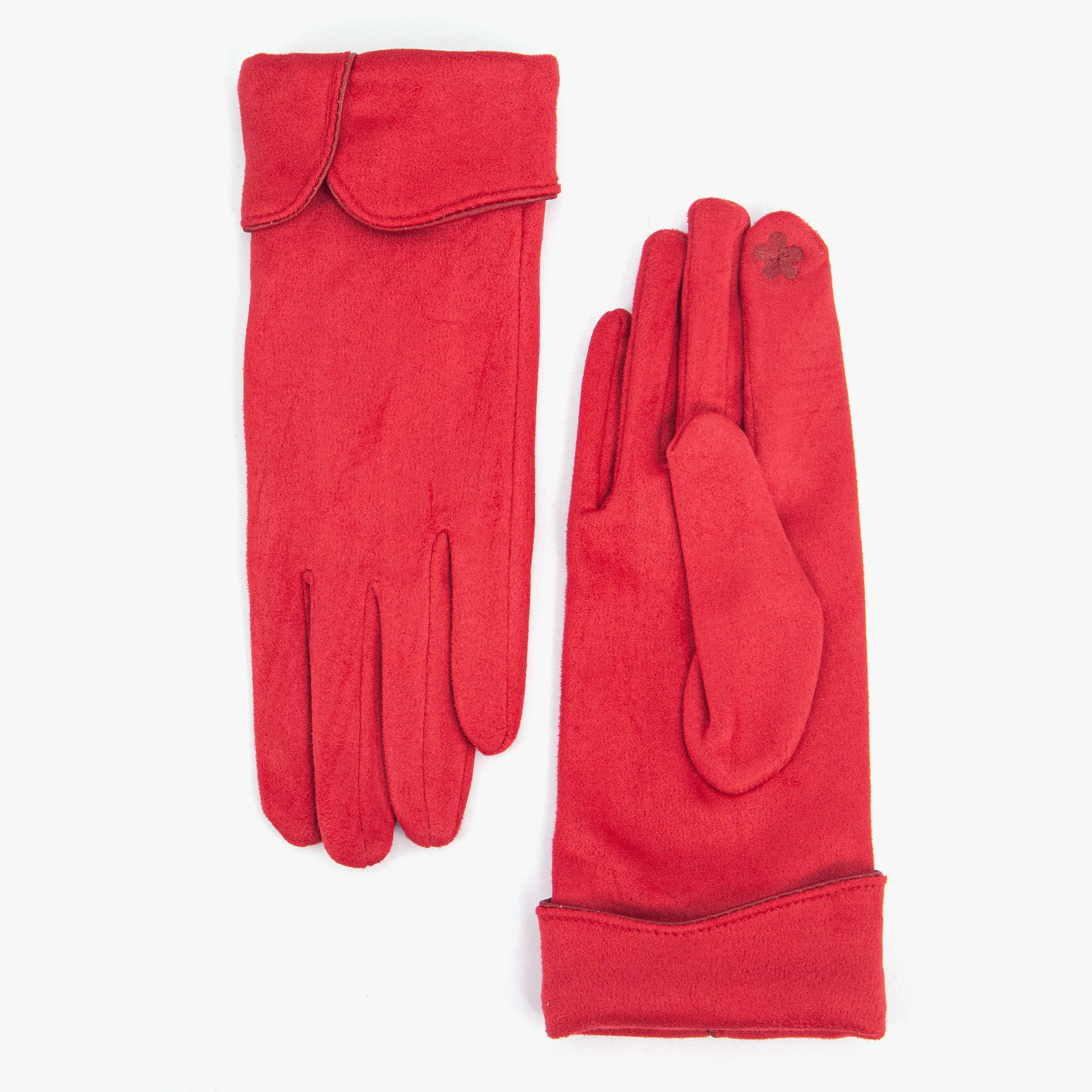 Tori Scalloped Cuff Gloves - Red