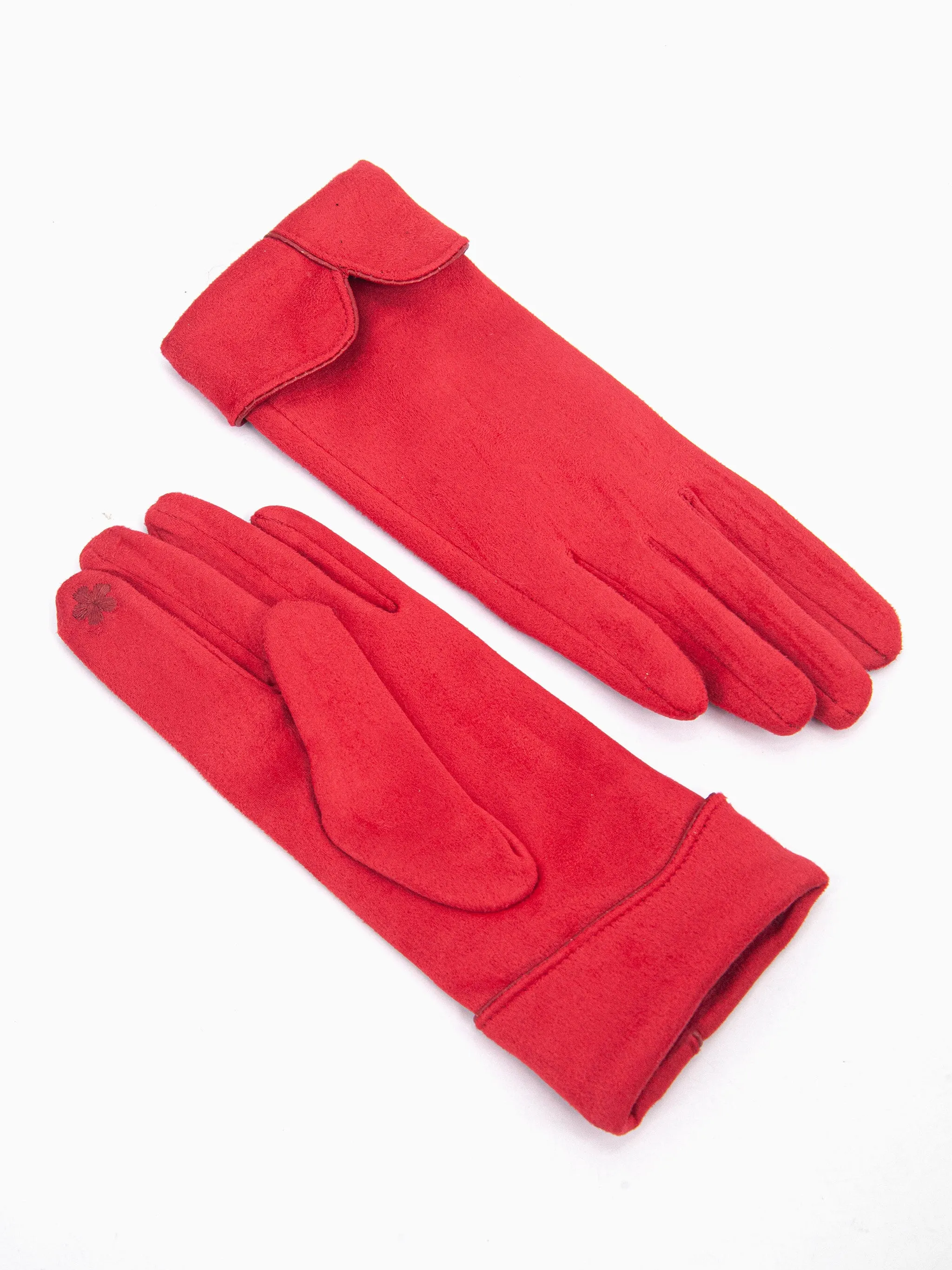 Tori Scalloped Cuff Gloves - Red