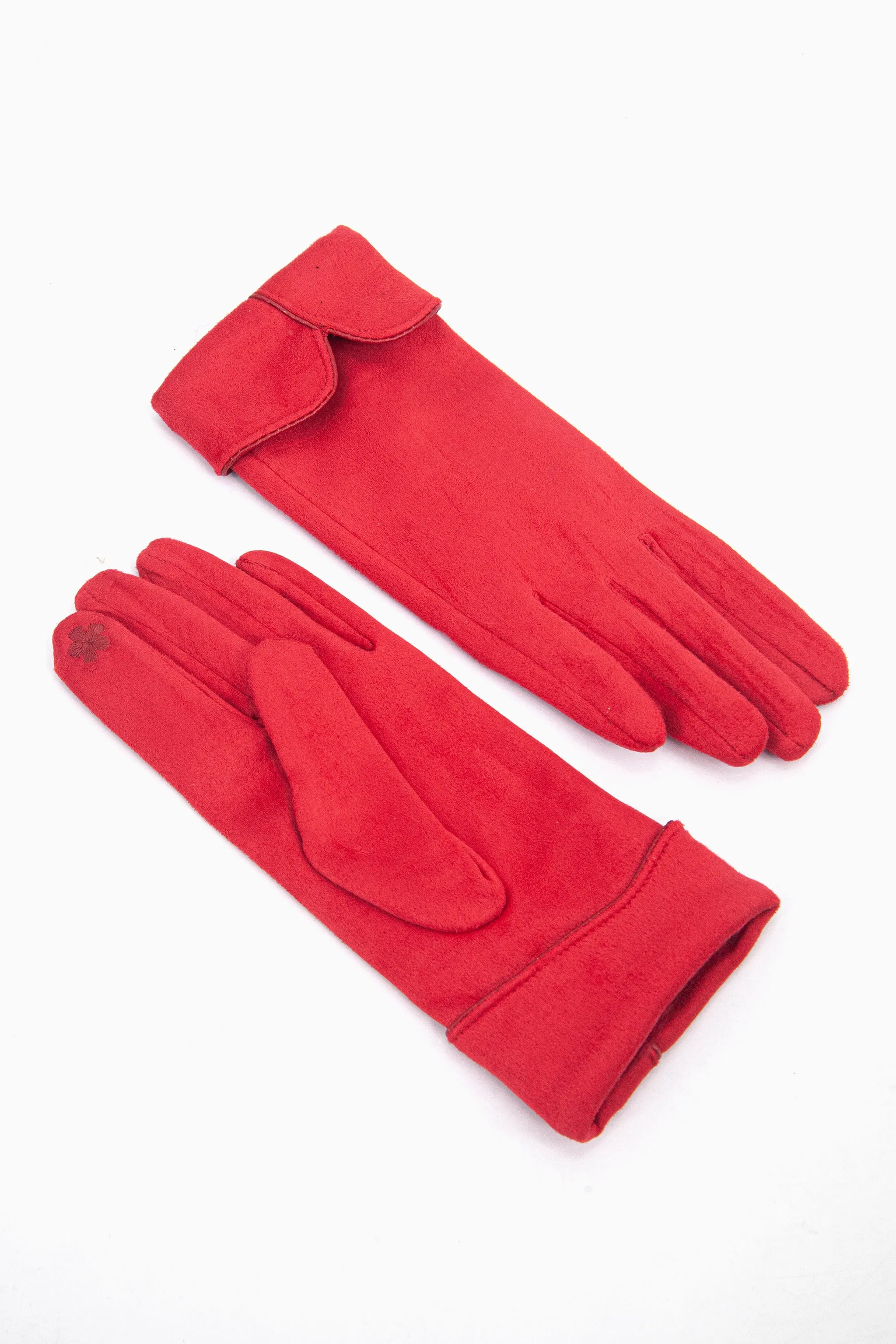 Tori Scalloped Cuff Gloves - Red
