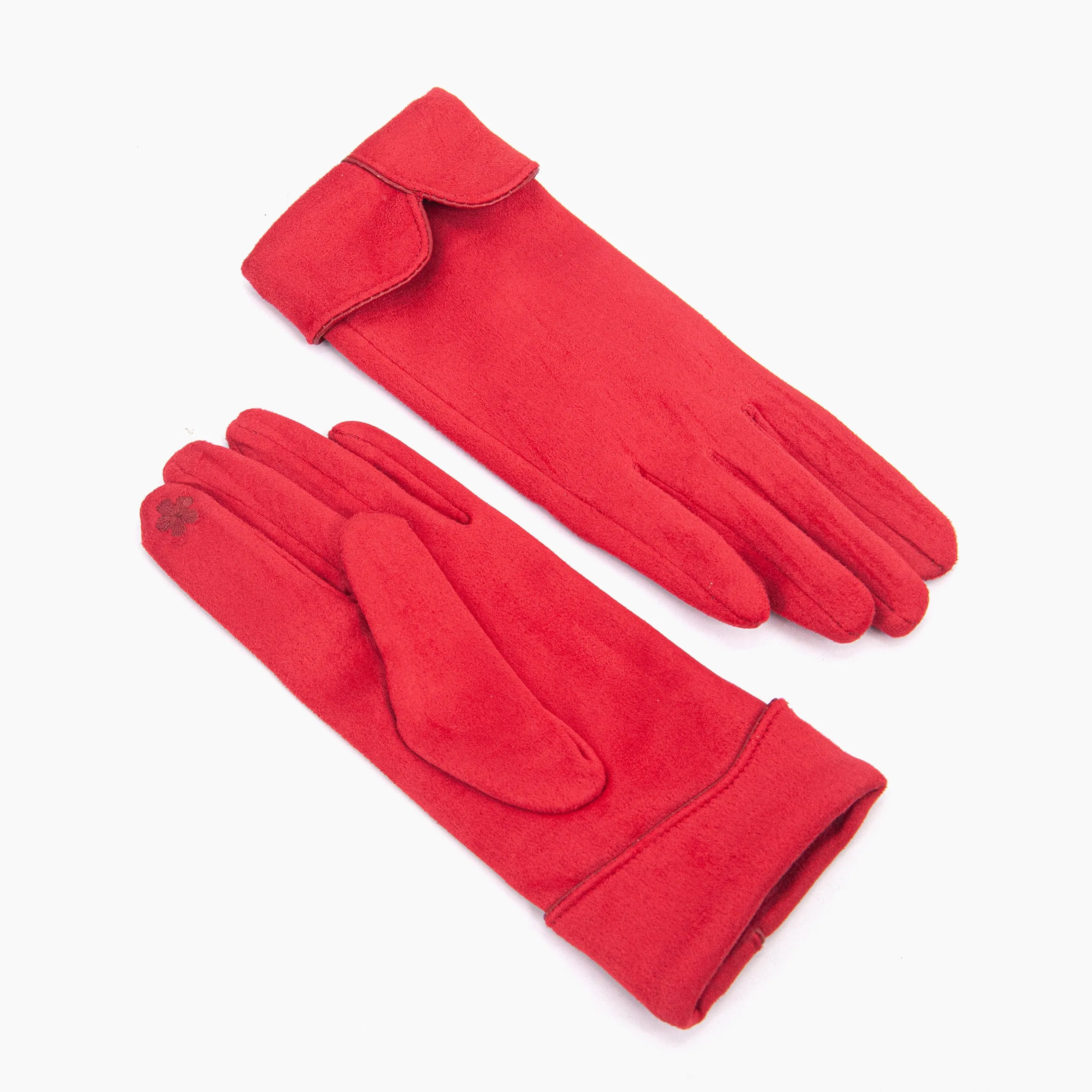 Tori Scalloped Cuff Gloves - Red