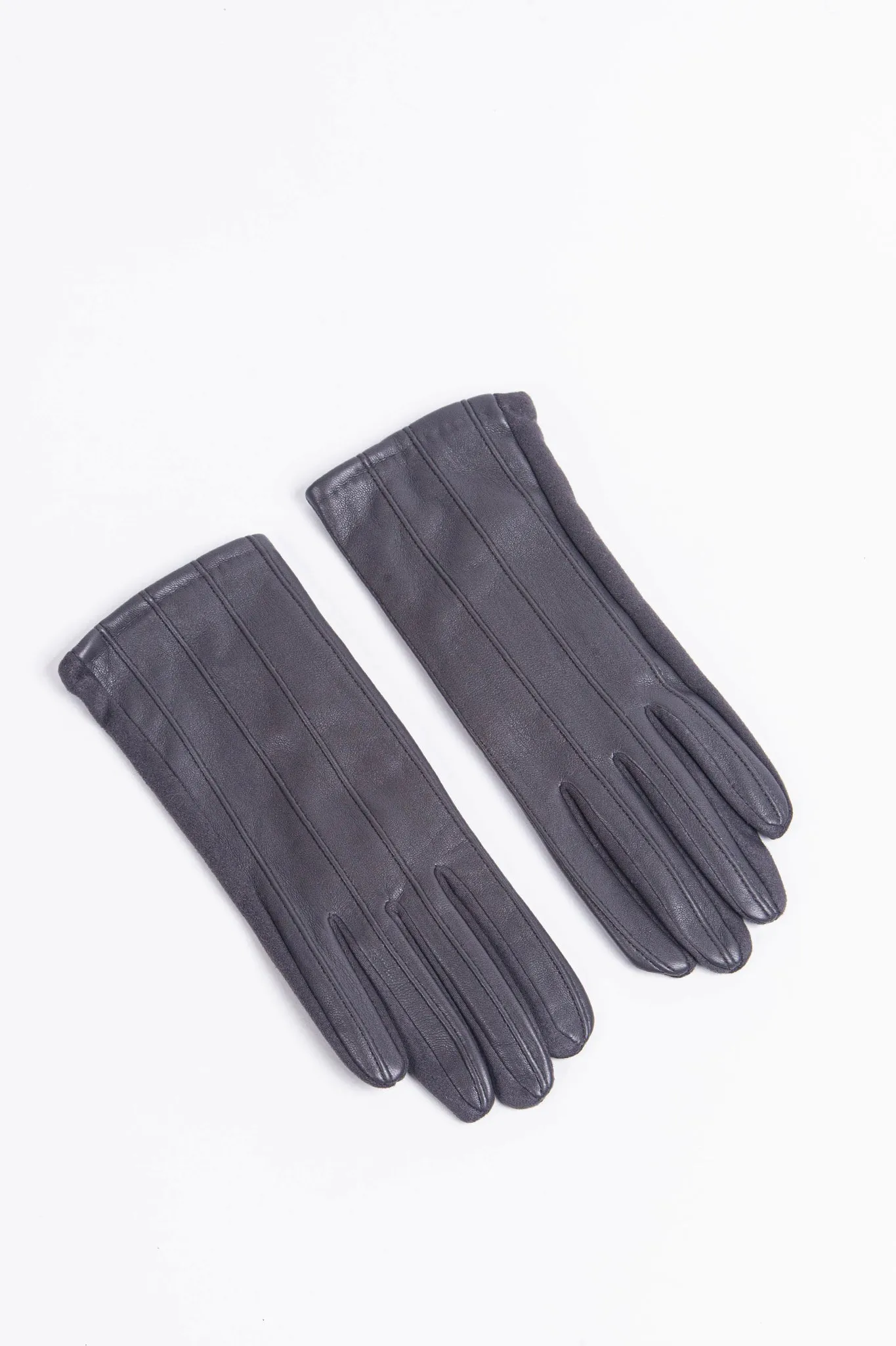 Vertical Stitch Touch Screen Gloves Grey