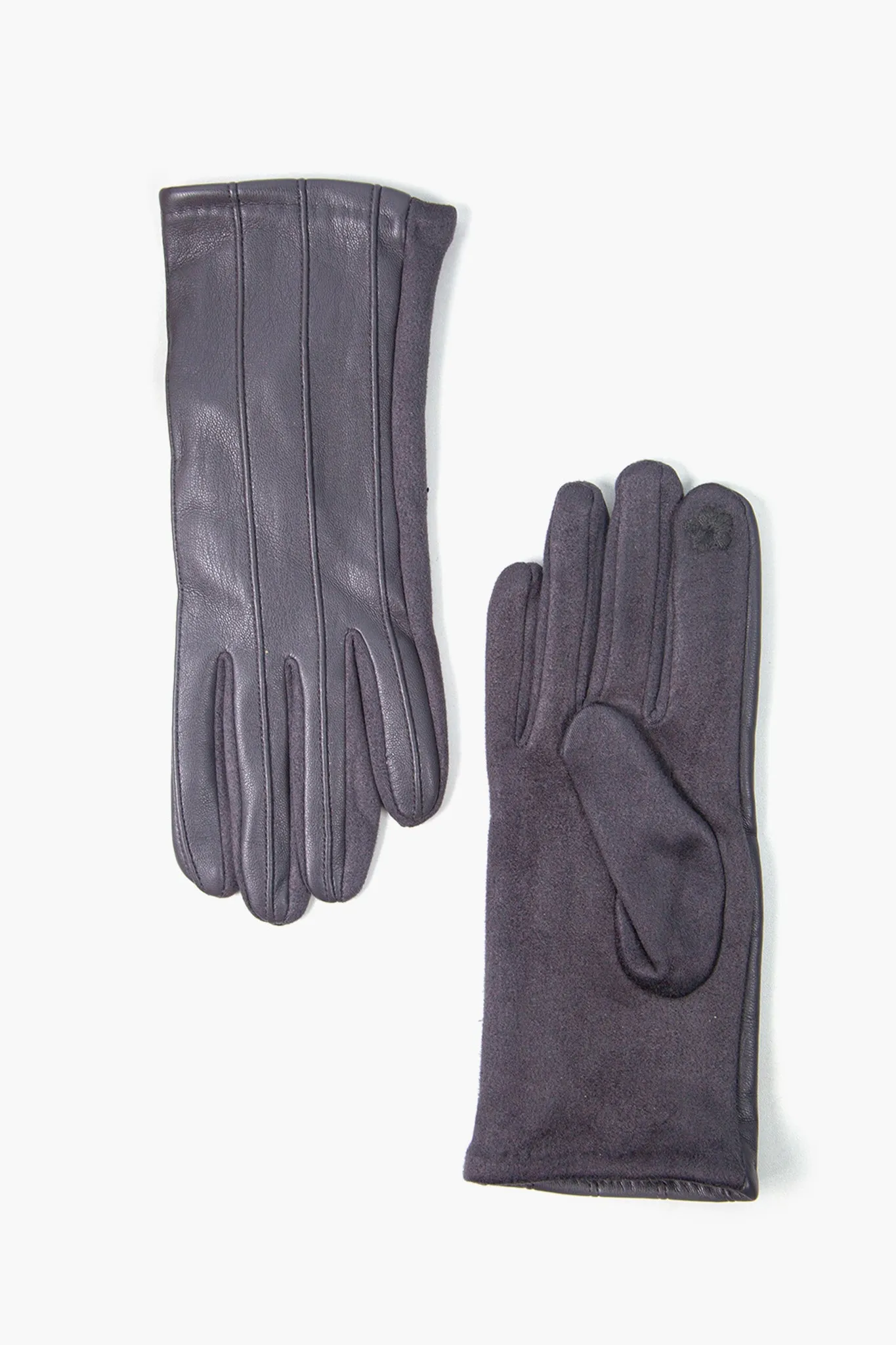Vertical Stitch Touch Screen Gloves Grey