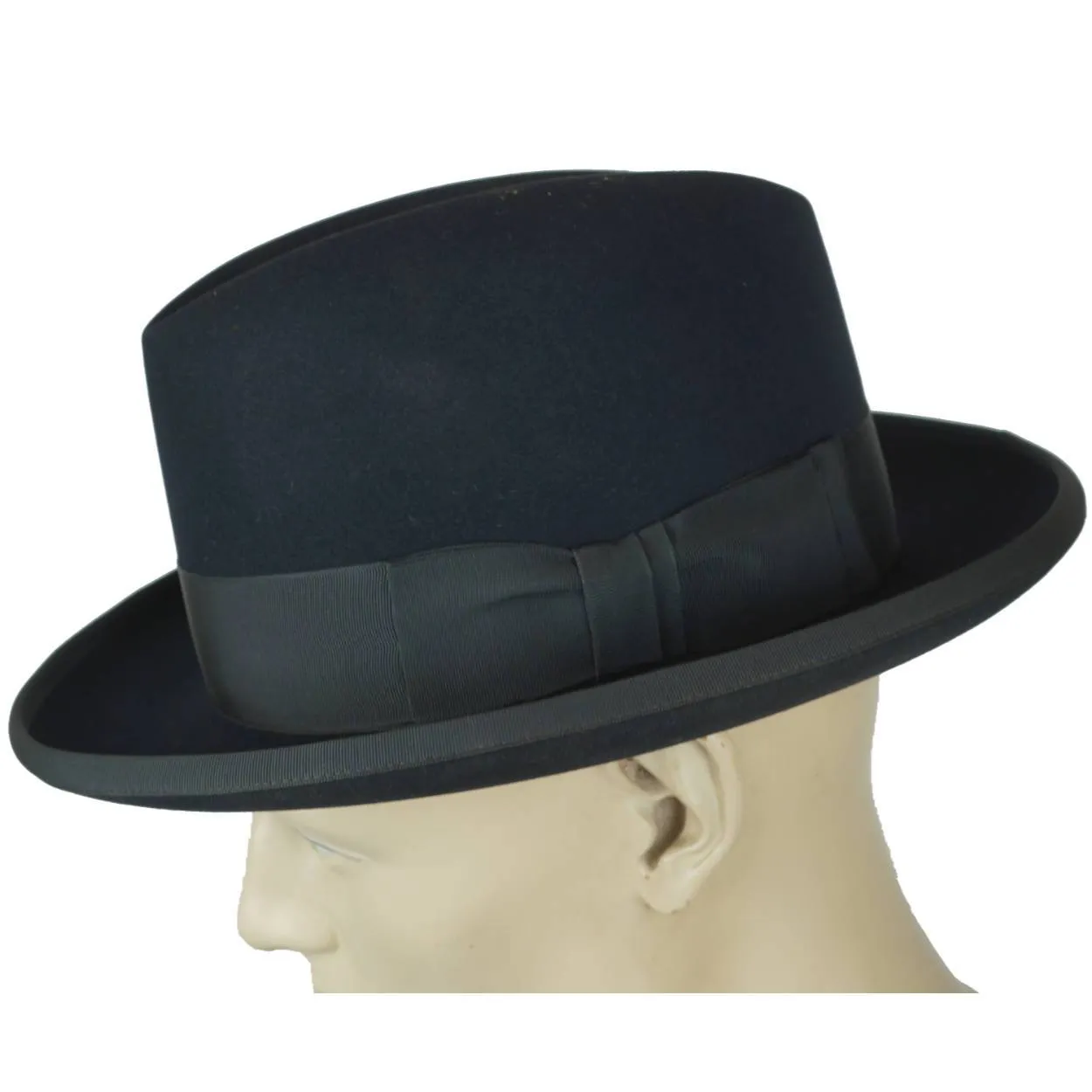Vintage 1950s Stetson Imperial Homburg Hat Black Fur Felt Fedora Size 7 1/4