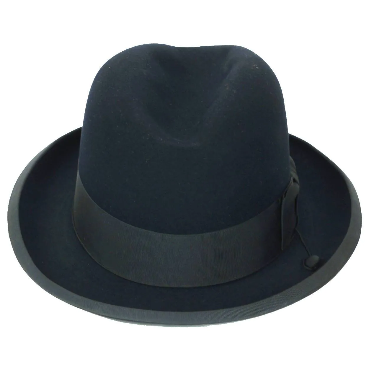 Vintage 1950s Stetson Imperial Homburg Hat Black Fur Felt Fedora Size 7 1/4