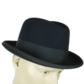 Vintage 1950s Stetson Imperial Homburg Hat Black Fur Felt Fedora Size 7 1/4