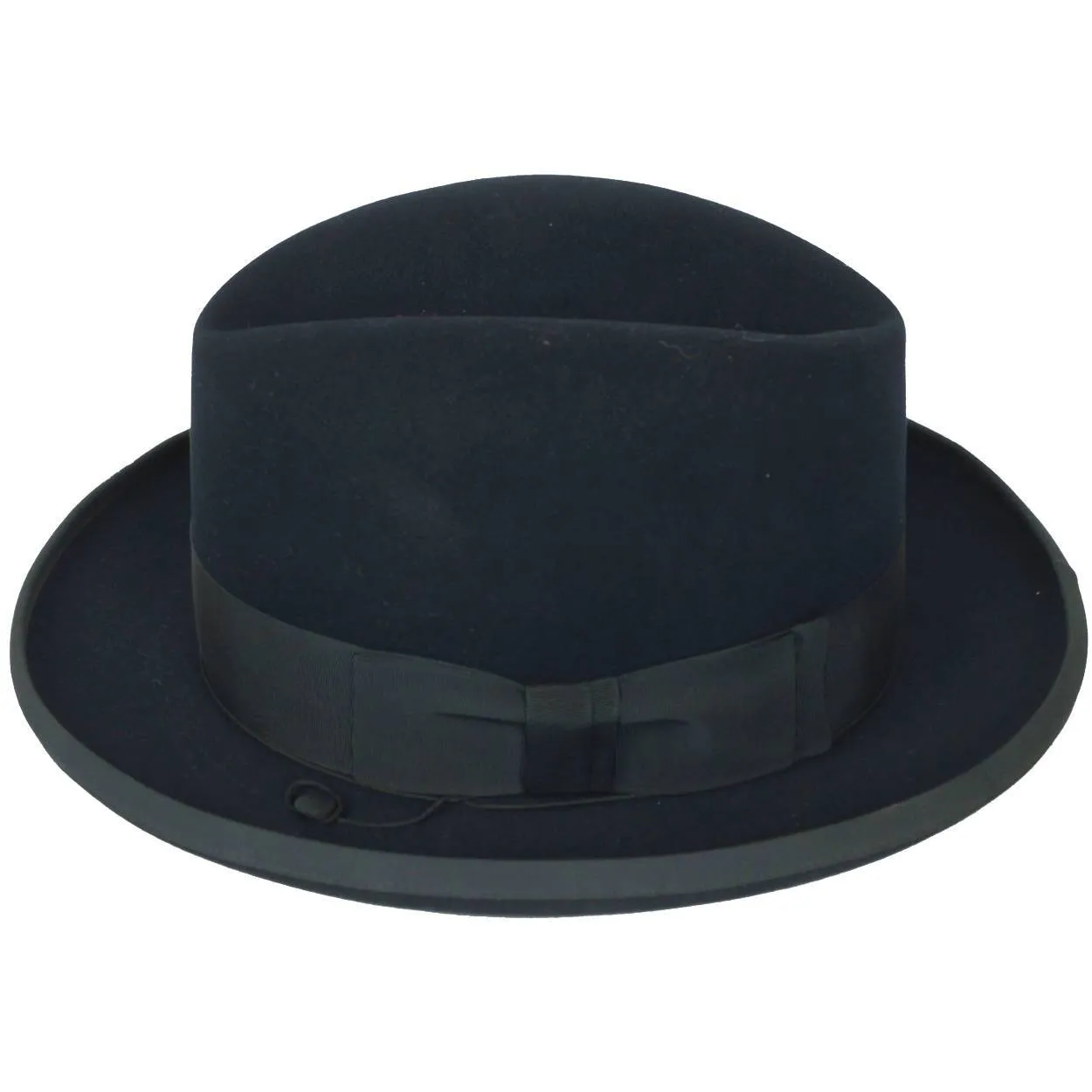 Vintage 1950s Stetson Imperial Homburg Hat Black Fur Felt Fedora Size 7 1/4