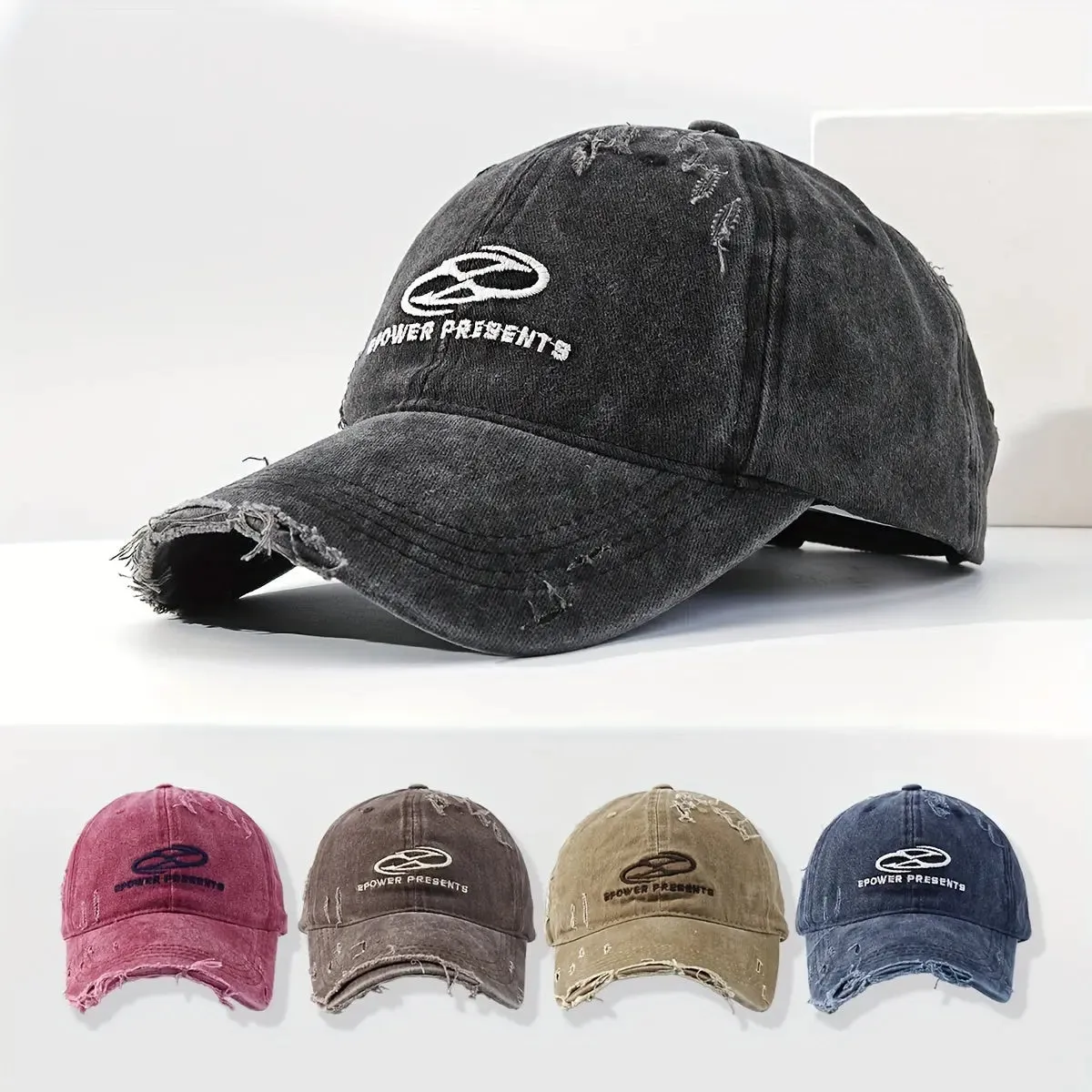 Vintage Distressed Embroidered Logo Baseball Cap