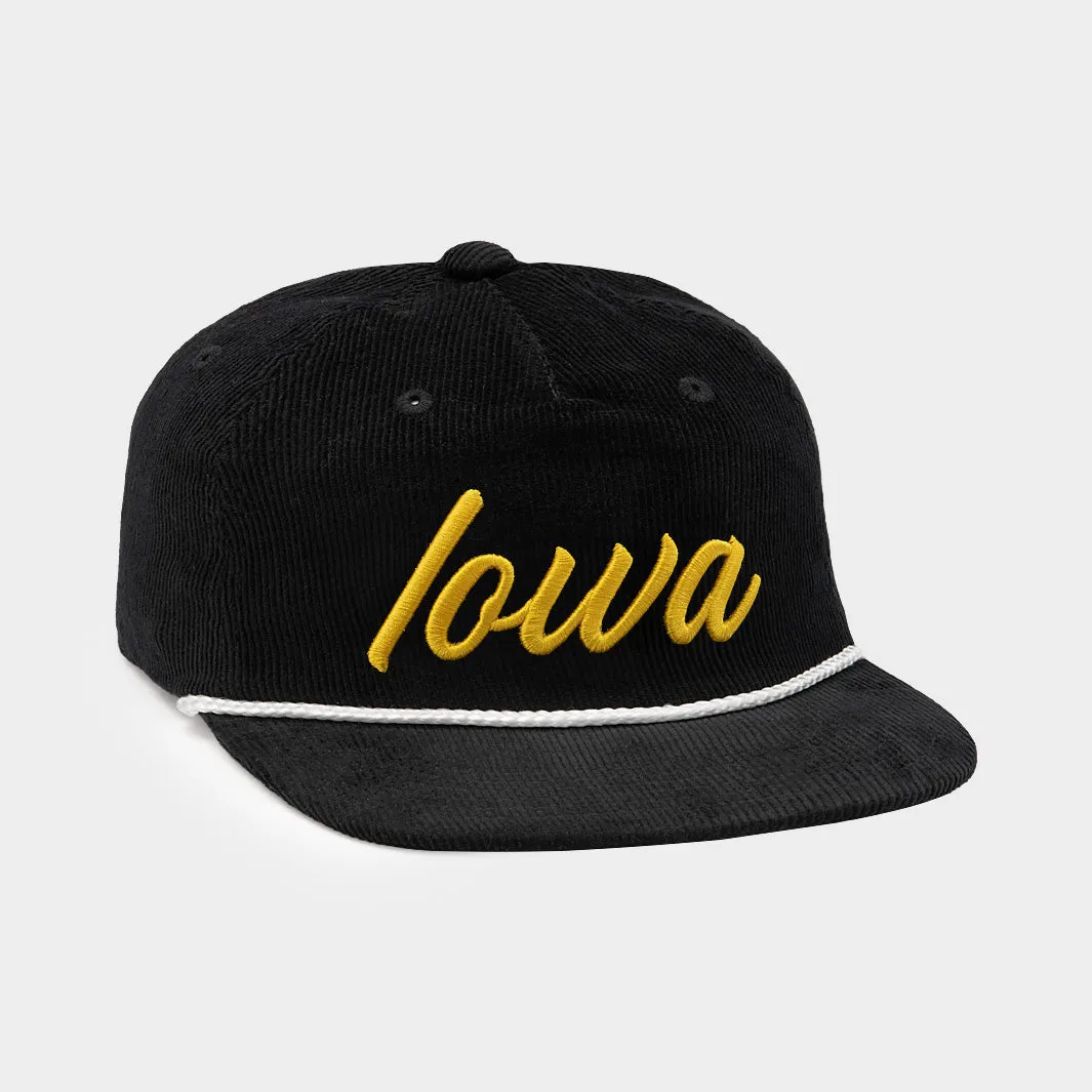 Vintage-Inspired Iowa Script Corduroy Hat