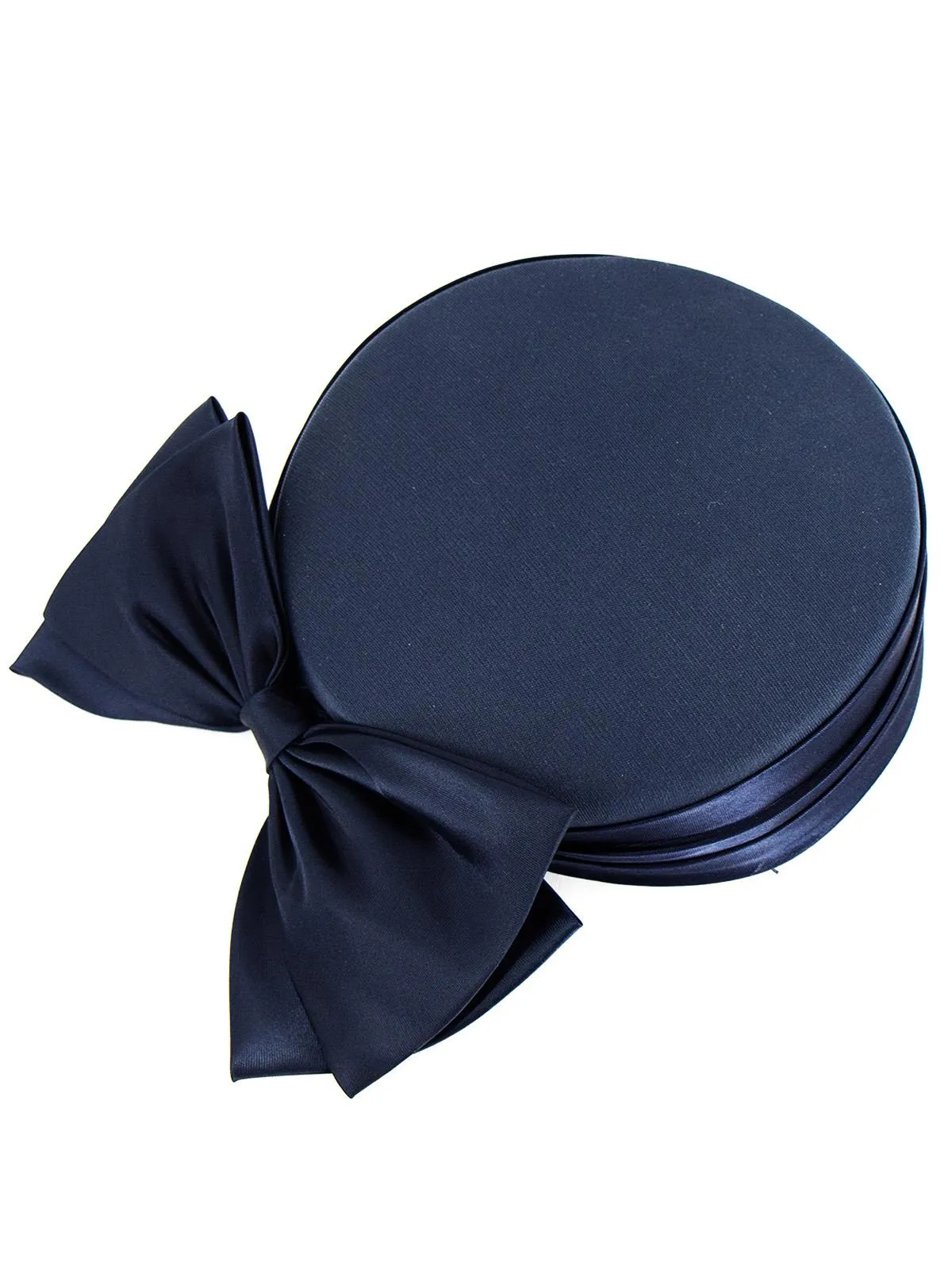 Vintage Navy Blue Pillbox Hat With Bow
