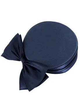 Vintage Navy Blue Pillbox Hat With Bow