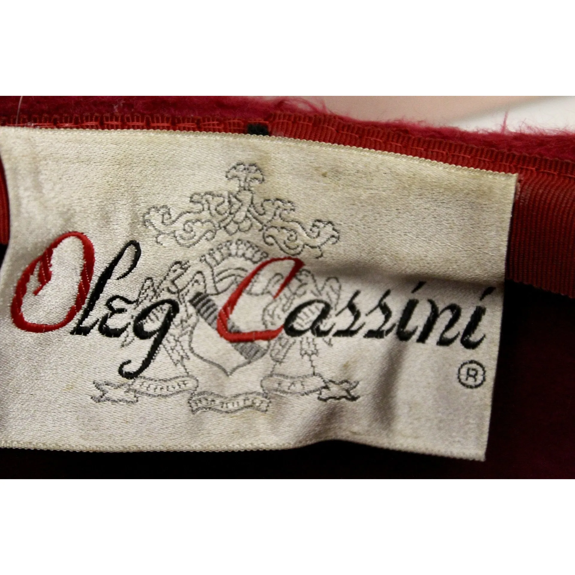 Vintage Oleg Cassini Tuban 1950s Pillbox Dark Pink Fur Felt 23" Embellished Church