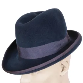 Vintage Pierre Cardin Mens Fedora Hat by Flechet 1960s Blue Fur Felt Size S