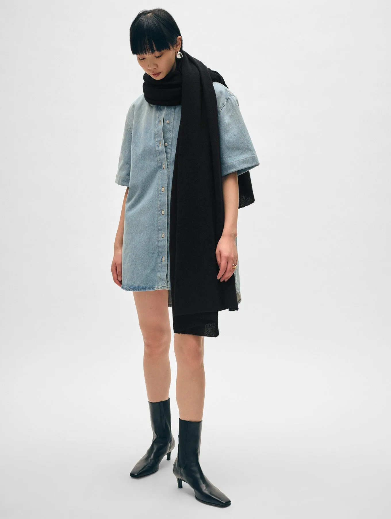 White   Warren - Cashmere Travel Wrap - Black