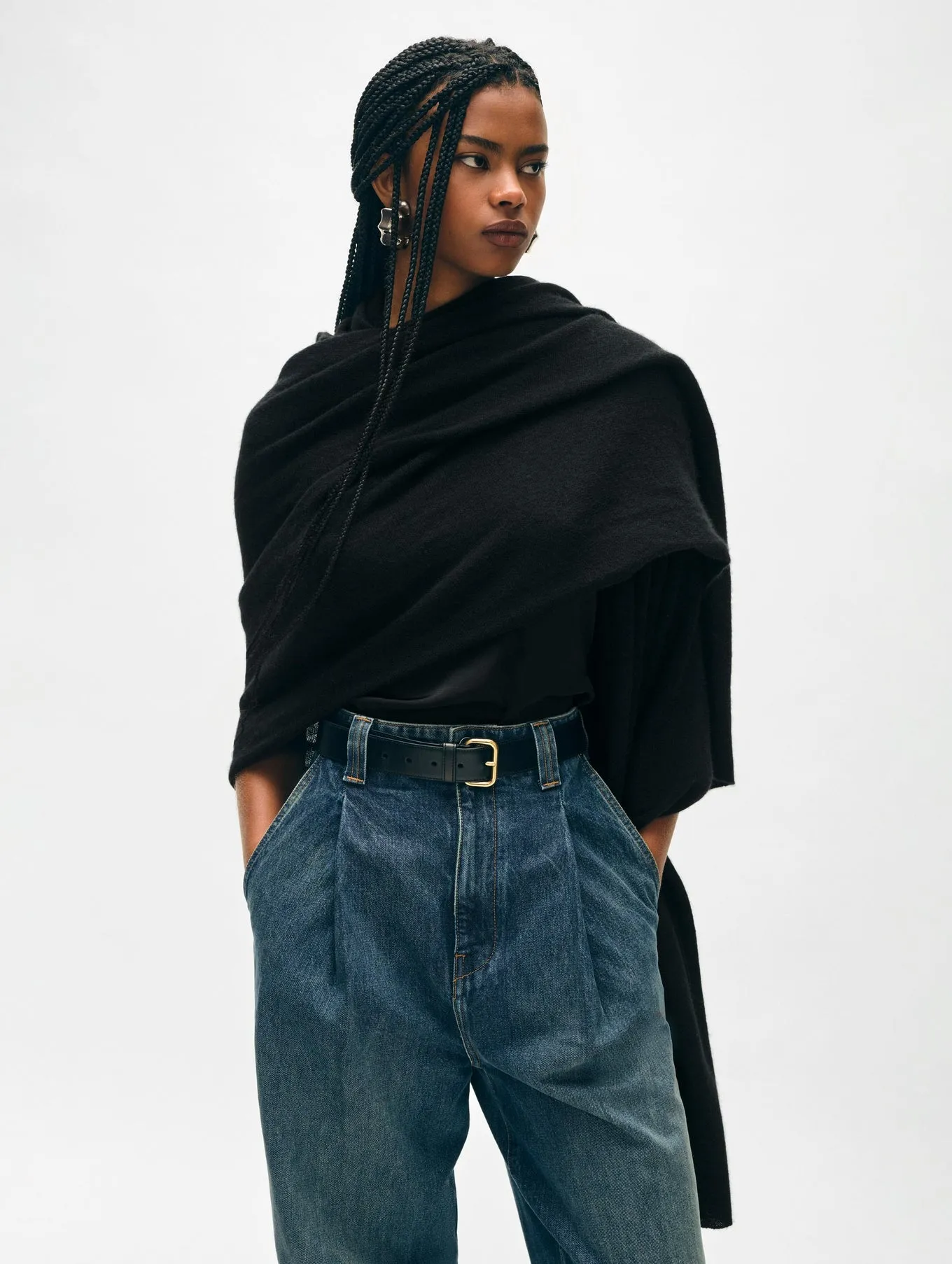 White   Warren - Cashmere Travel Wrap - Black