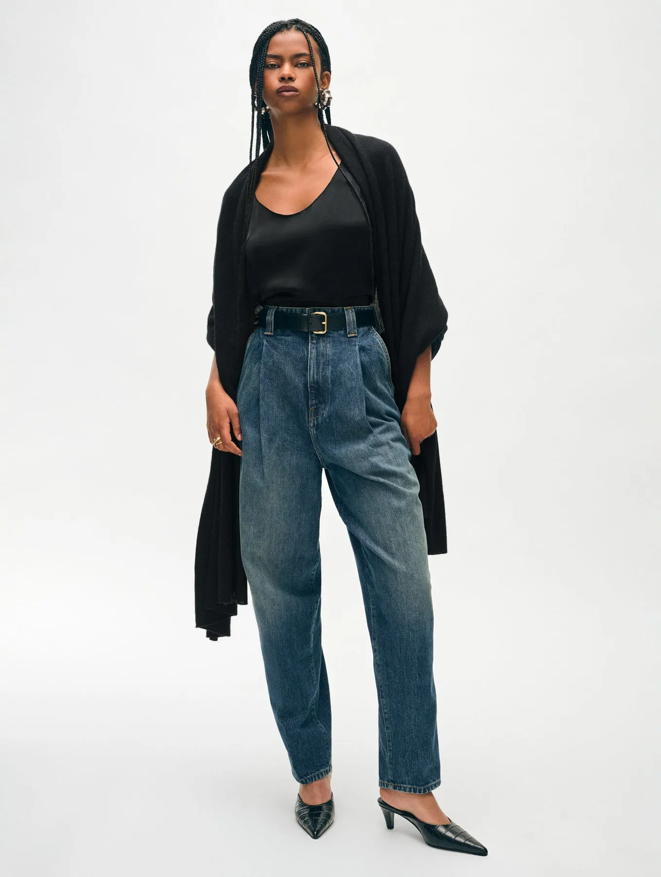White   Warren - Cashmere Travel Wrap - Black