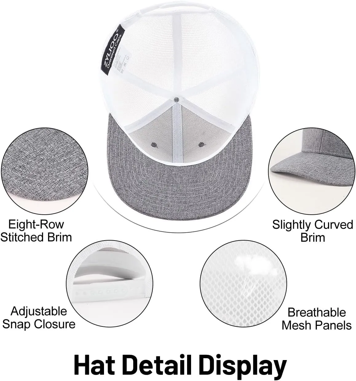 Zylioo Oversize XXL/XL Trucker Hats, Large Snapback Mesh Cap,Cool Summer Cap for Big Heads,Gaint 2 Tone Travel Cap
